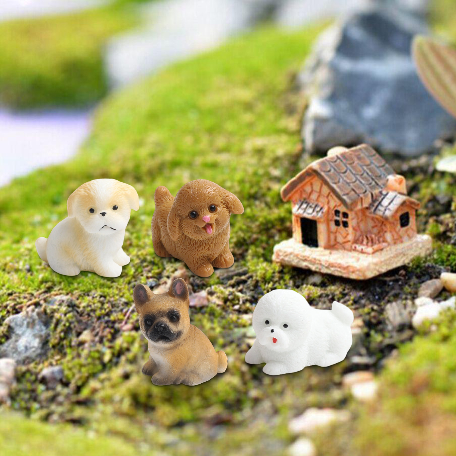 Bonsai Garden Set Up - Fairy Garden Decor Miniature Dog Figure
