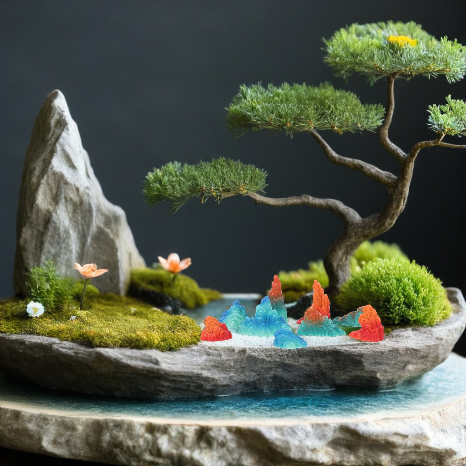 Bonsai Rock Garden - 9Pcs Miniature Artificial Rock Landscape Stone