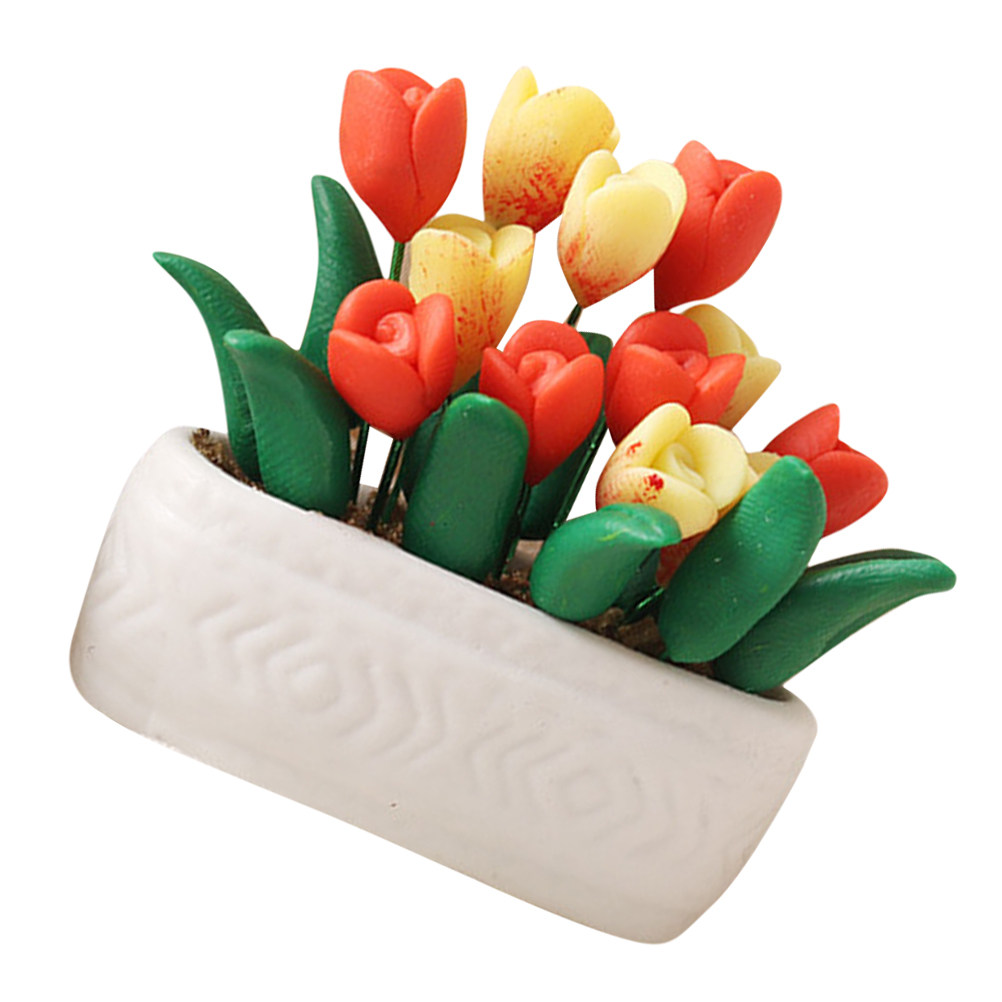 Mini Tulip Potted Plant Miniat - Bonsai Garden House avaliação e preço