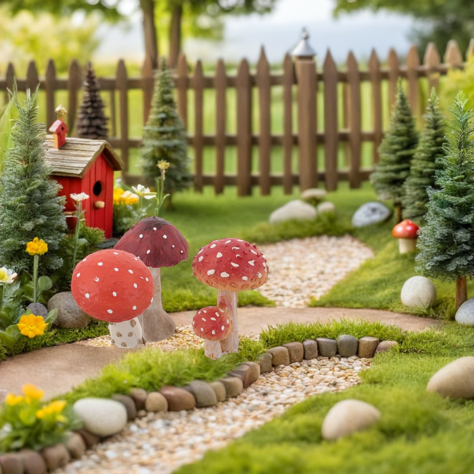 3Pcs Resin Mushroom Garden Sta - Bonsai Garden Set Up avaliação e preço
