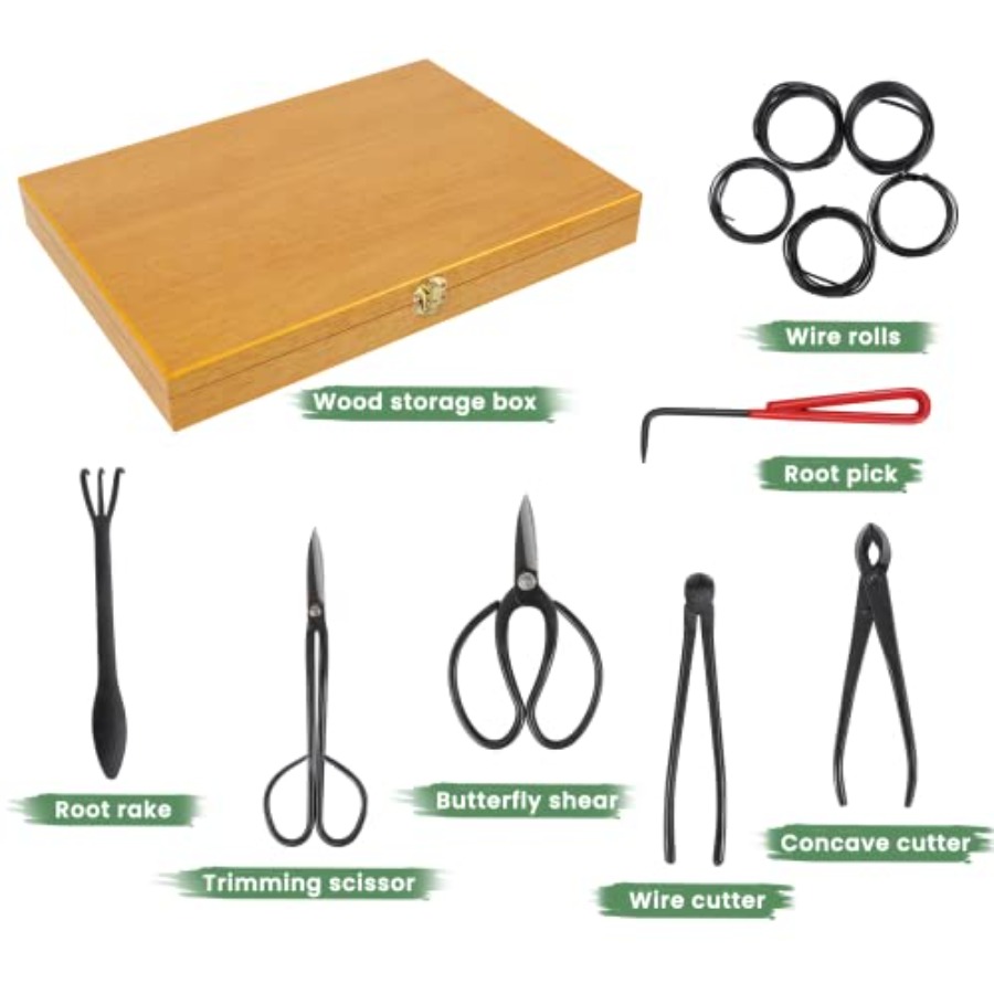 Bonsai Tools Set with Wood Box - Bonsai Tool Set avaliação e preço
