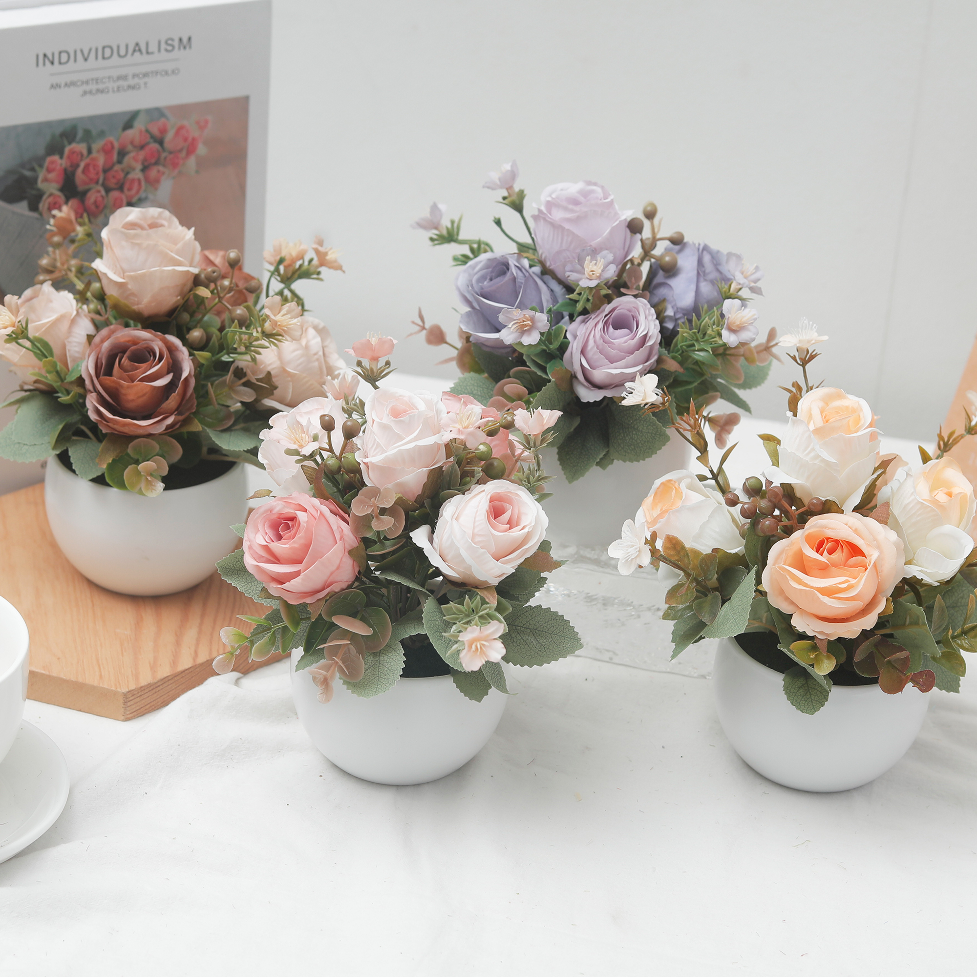 Artificial Flowers Rose Bonsai - Bonsai Garden Festival avaliação e preço